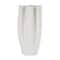 White Ceramic Abstract Ribbed Dimensional Folded Vase with Floral Shaped Rim